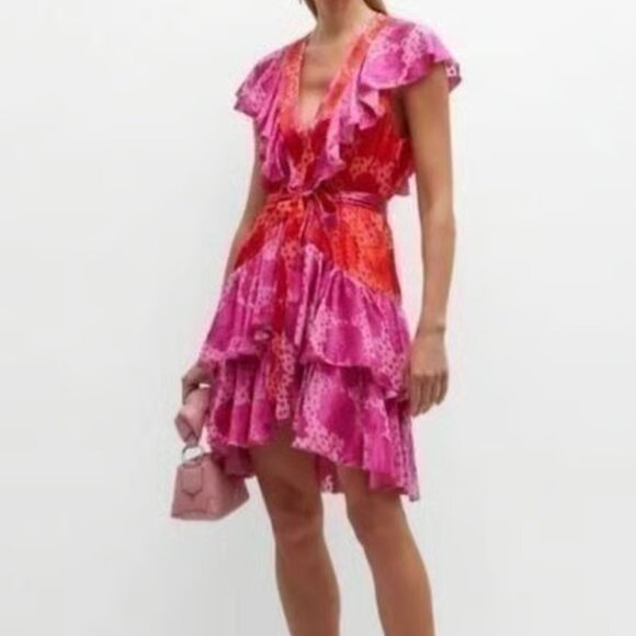 Le Superbe Aurora Flora Lil Flirt Ruffled Mini Dress Size 4 Multicolor - Picture 1 of 11